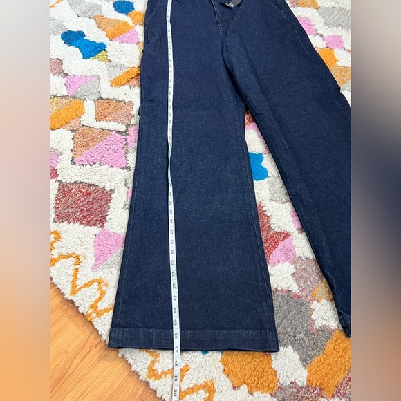 New Ann Taylor The Trouser Denim High Rise Wide Leg Jeans Size 12T Dark Wash - Picture 9 of 11